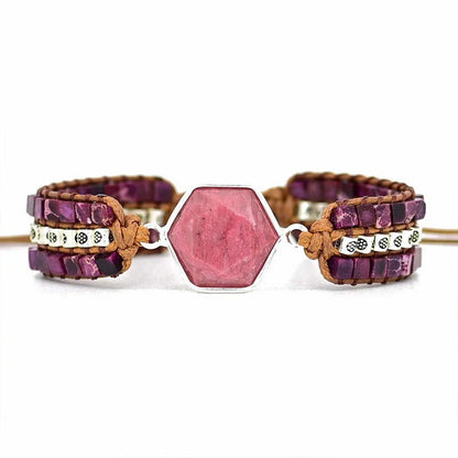 Simple Natural Stone Cowhide Handwoven Bracelet